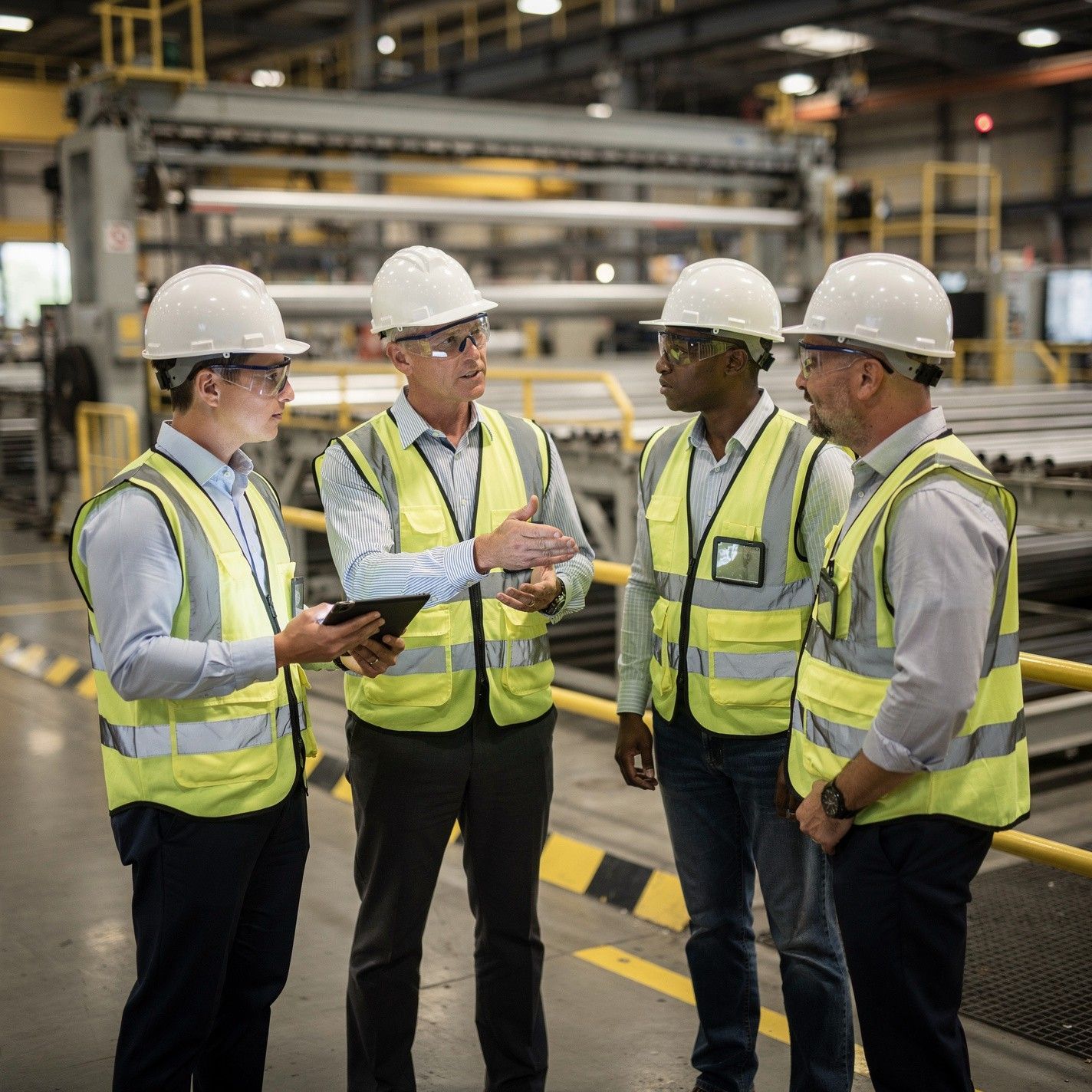 Engineer inspecting a transformer substation for a commercial energy account